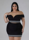 Plus Size Off-Shoulder Crop Top & Mini Skirt Set